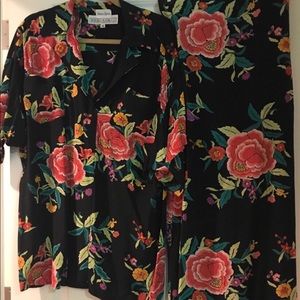Norma Kamali vintage 2 piece set skirt &top floral